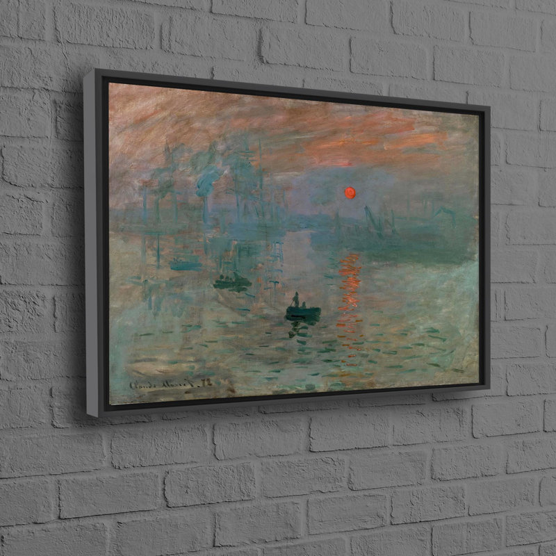 Personalized Claude Monet Sunset 3D Canvas Artwork - Ideal Modern Art Gift For Baby, Framed Print without Mat, Black