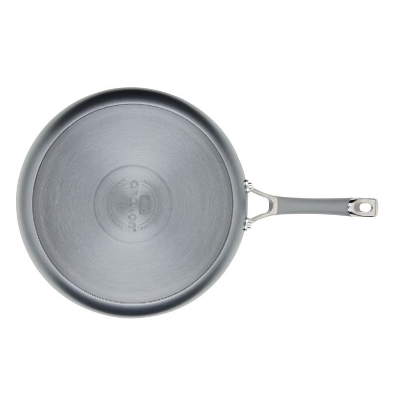 Gray Aluminum Nonstick Deep Frying Pan with Lid, 12 Inch