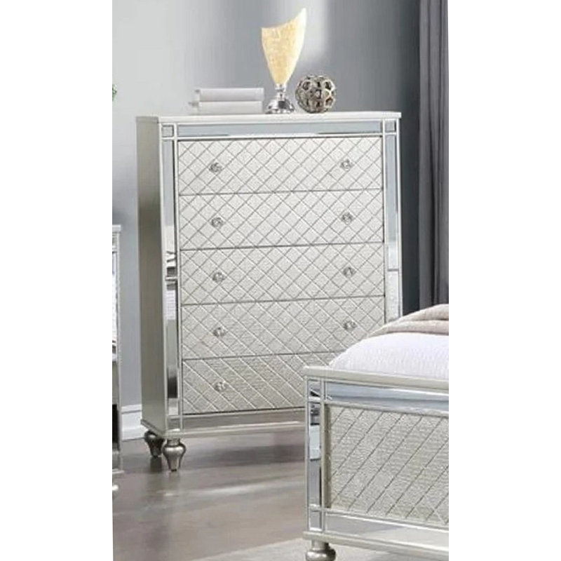 Commode de chambre à coucher 1 tiroir 5 pièces Glam