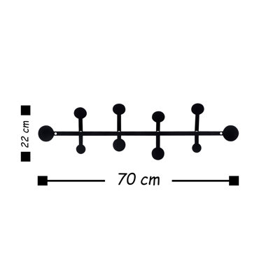 Crochet mural en métal durable, noir, 27,6 po x 8,7 po | Fabrication 100% métal, épaisseur: 0,06 po | Conception murale facile à utiliser, idéale pour organiser l'entrée, la cuisine ou la salle de bain | Décoration intérieure robuste et élégante
