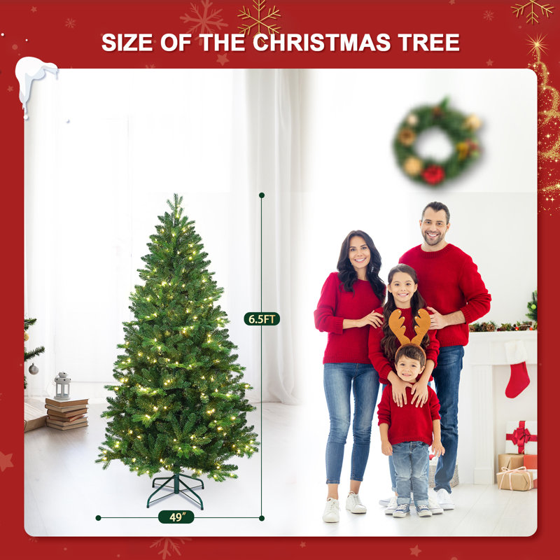 Arbre de Noël illuminé décoratif 6,5 pi - base en métal, 6.5'