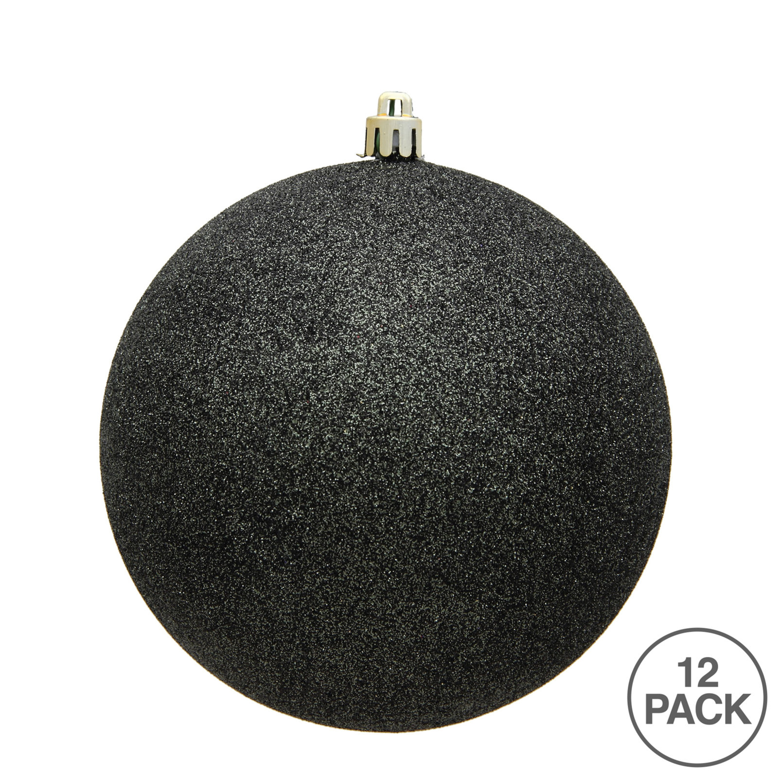 Holiday Décor Ball Ornament, 3" H x 3" W x 3" D, Gunmetal Glitter