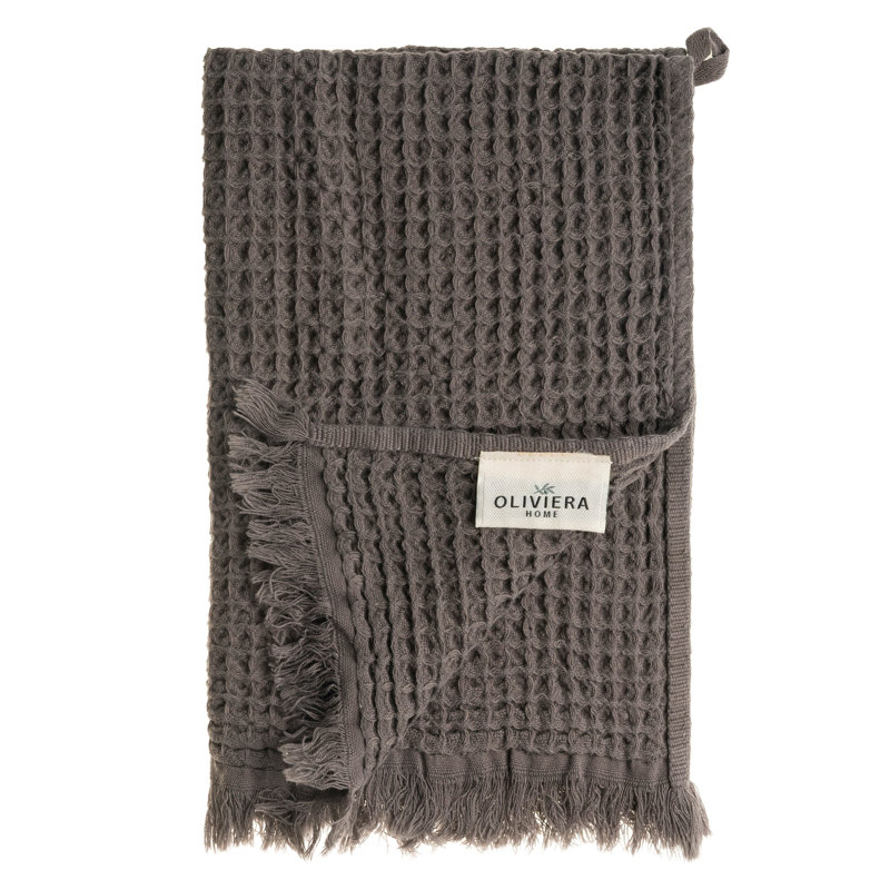Ensemble de 4 serviettes de cuisine gaufrées en coton Waffle, Taupe Brown