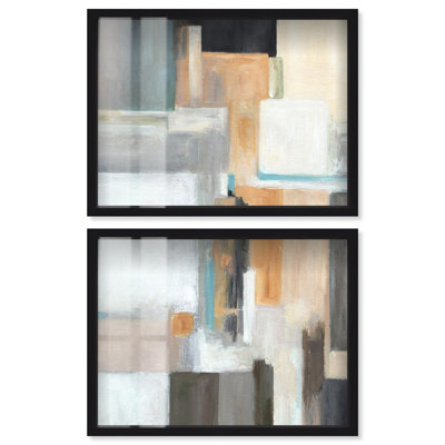 Shaped Silence I - Ira Comleva, impression abstraite grand format en deux parties sous verre, par Art Remedy, cadre noir, 40 x 30