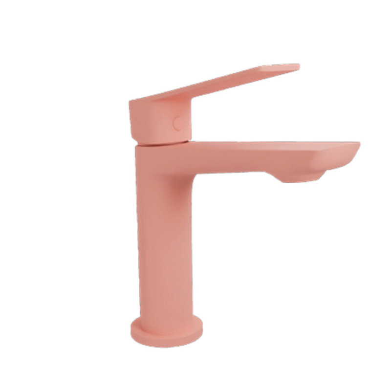 Slim Matte Salmon Single Hole Bathroom Sink Faucet