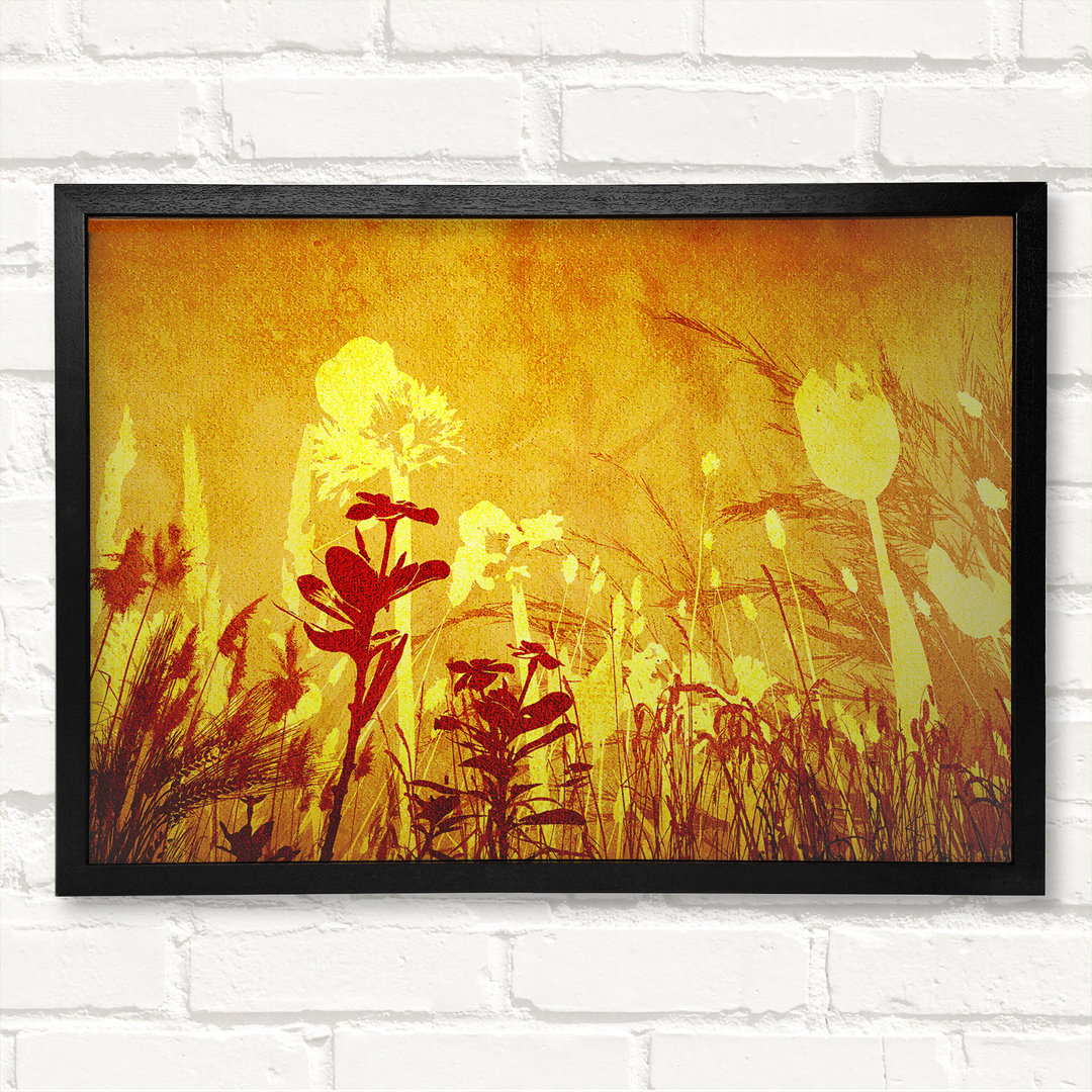 Golden Slash Flowers Gerahmter Druck