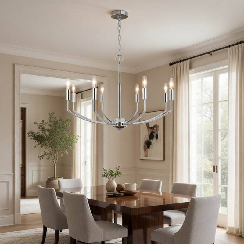 Lustre candélabre 8 lumières Kera, H 19 po x l 30 po x P 30 po, 8 lumières