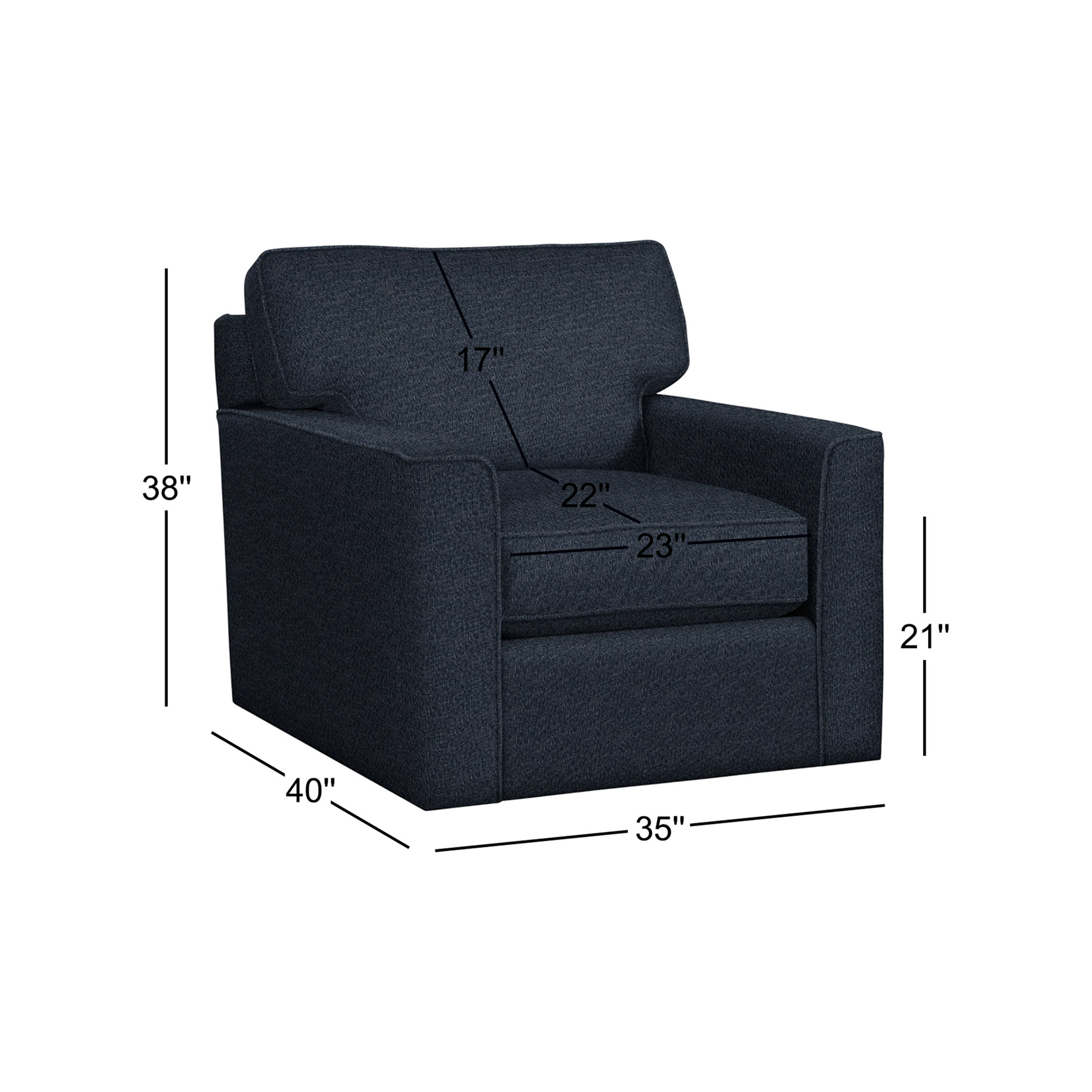 Frye Upholstered Accent Chair, Navy Crypton Performance; 0822-61