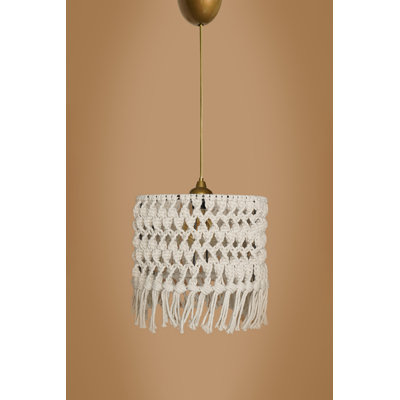 Elegant Cream Chandelier, 11.8 x 9.8 inches | Durable Plastic Body with Macrame Cap | Adjustable Height (Up to 25.6 inches) | E27 Socket, Max 40W | Perfect for Living Room, Dining Room, and Bedrooms