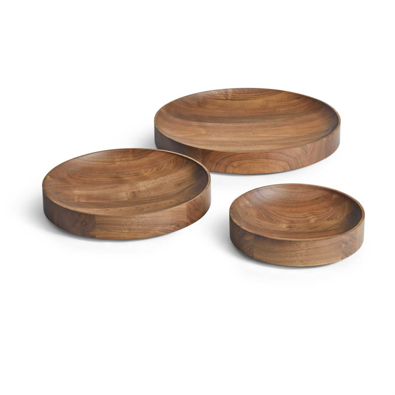 Cusp Solid Wood Decorative Bowl, Walnut, 3" H x 16" W x 16" D