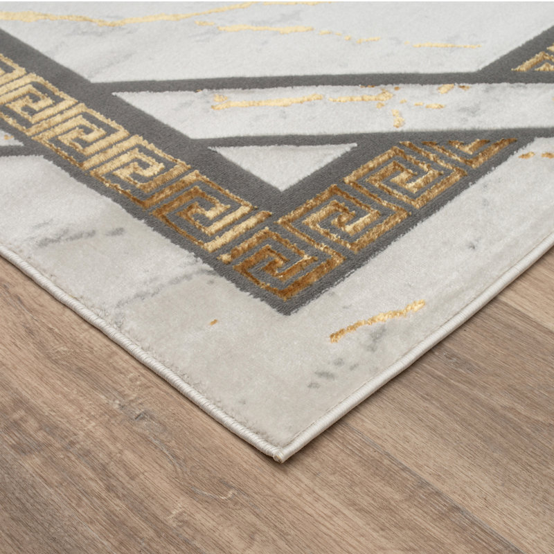 Monaco Series Abrstract Black/Gray/Ivory/Beige Area Rug, Rectangle 5'3" x 7'3"
