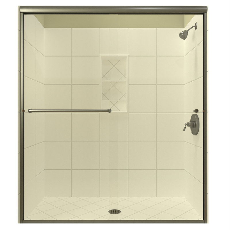 Porte de douche sans cadre 60 "x 77" Ese, Vers la droite, Nickel brossé
