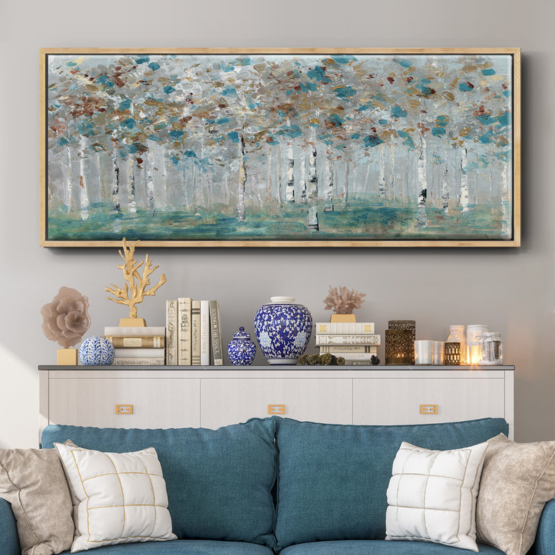 Teal Forest- Framed Canvas, 20" H x 50" W