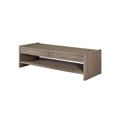 2 Drawer Top Cocktail Table With Soft - Close Mechanisms For Smooth And Quiet Movement, Two Wide Drawers Living Room Item Organization, Open Shelf Dec by Latitude Run