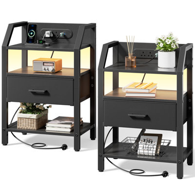46cm W Steel Bedside Table