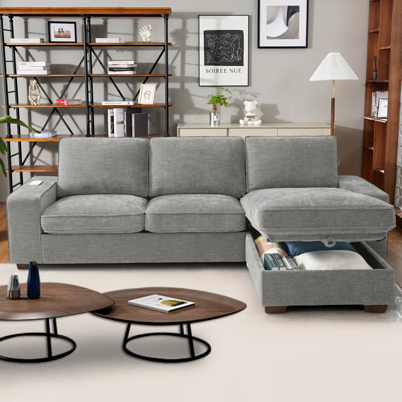 3 Seater Sectional, Light Grey