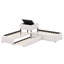 Lit plateforme simple tapissier avec lit gigogne et bureau, lit en L