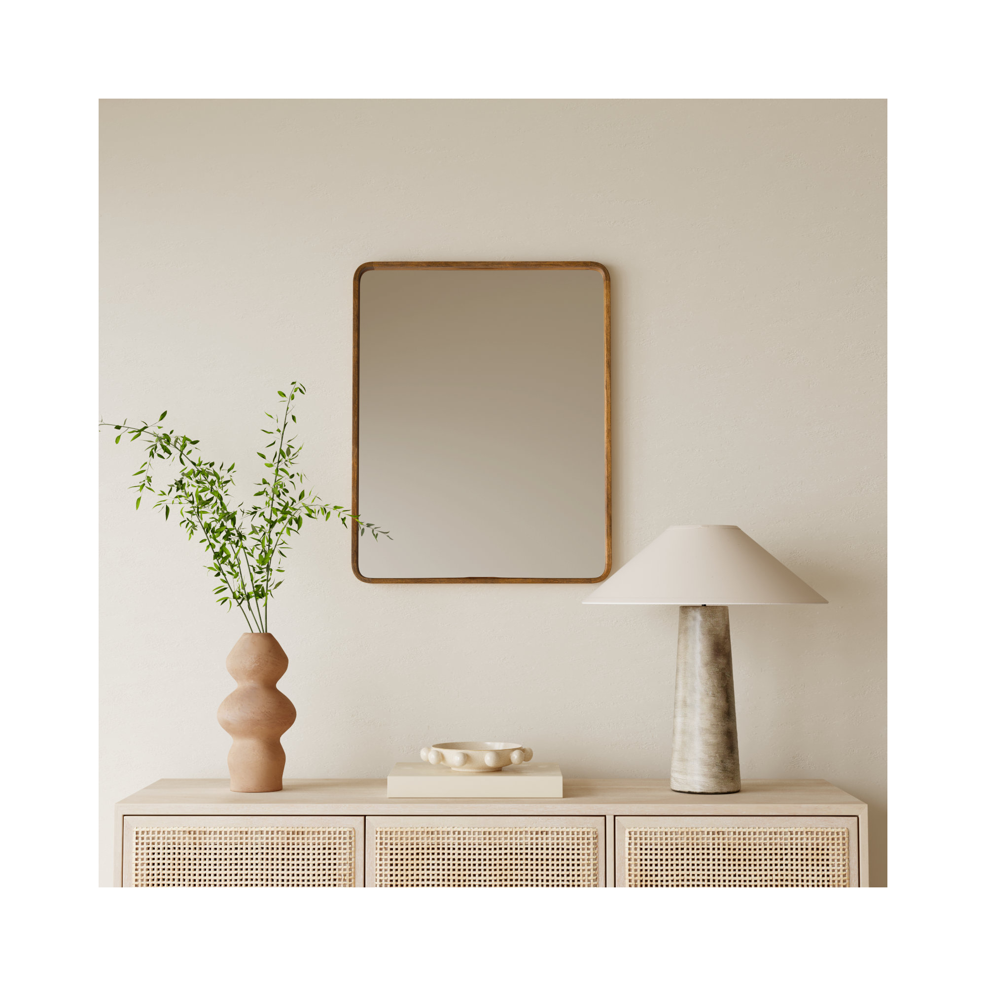 Sherman Wood Rectangle Mirror, Natural Rustic, 30" x 24"