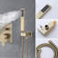 Douche de 12 po avec douchette à main, fixation murale, disque en céramique, équilibré, minimisant le bruit, isolation thermique en or brossé