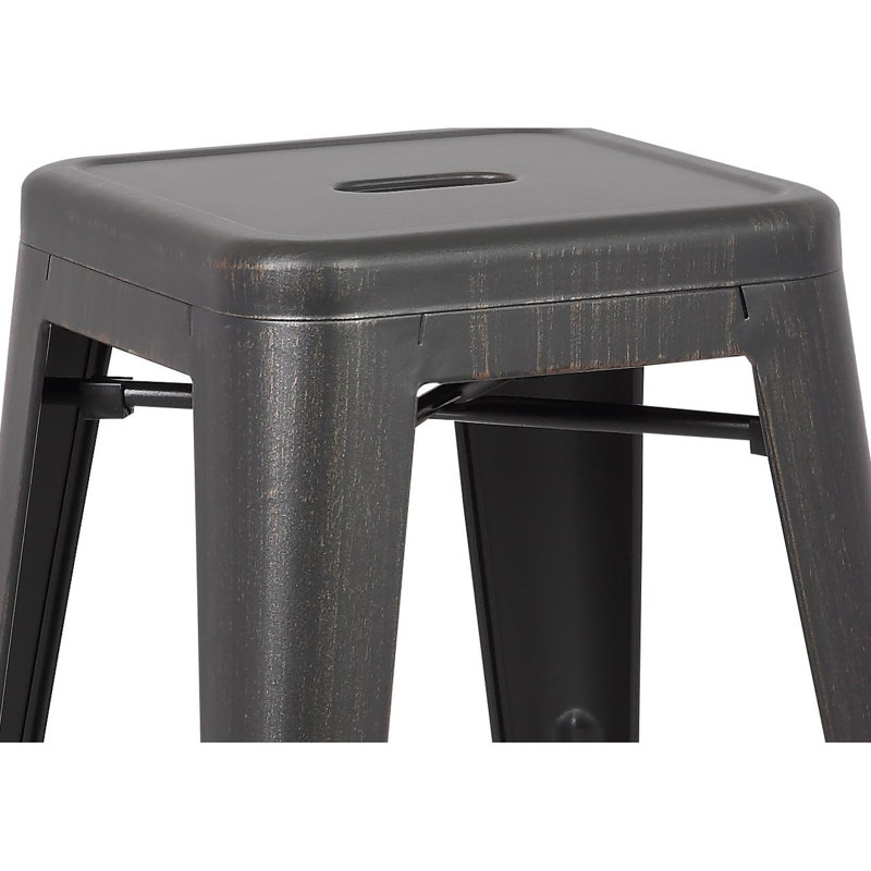 Tabourets de bar sans dossier de 2 places, siège de 30 po, tabourets ABS + PC noirs, empilables pour économiser de l'espace, cuisine et espaces idéaux, 13 lb par tabouret de style rétro en métal de couleur vieillie standard, poids facile à manipuler,
