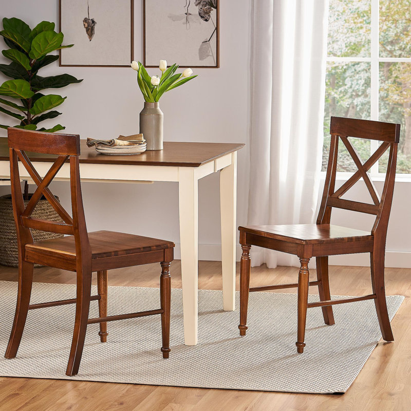 Ensemble de chaises de salle à manger en bois d'acacia, 2 pièces, chêne foncé, Chêne foncé