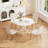 5-Piece Round Dining Table Set with 4 Velvet Dining Chairs-510743055-510743048
