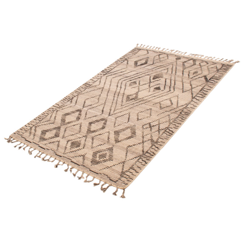 Tapis gris clair en laine noué à la main 5 pi 0 po x 8 pi 2 po Tanger