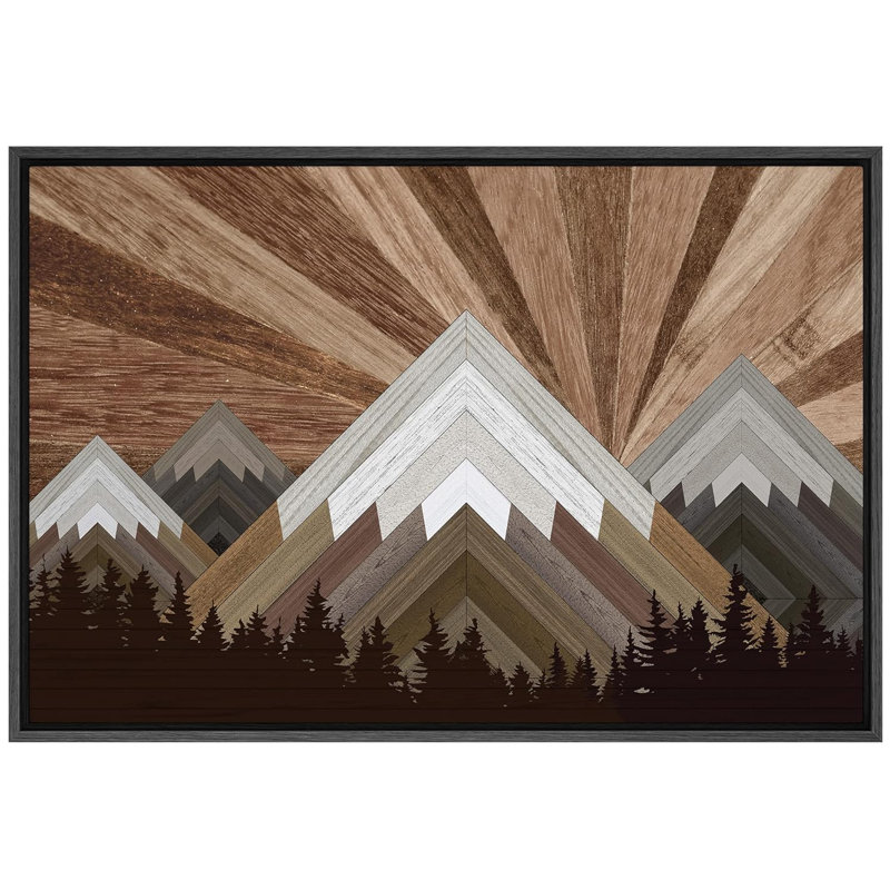 «Western Sky Winter Mountain Forest», reproduction d'art sur toile, H 16 po x l 24 po x P 1,5 po, Noir