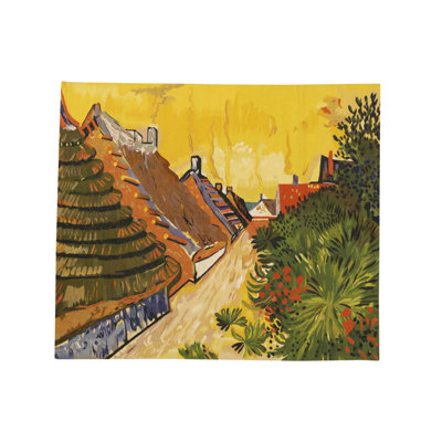 Tapis jaune, vert et brun noué à la main de haute qualité