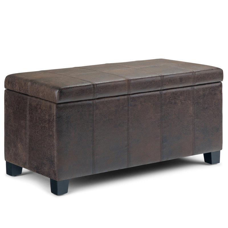 Repose-pieds rectangulaire avec rangement relevable Dover, Similicuir brun