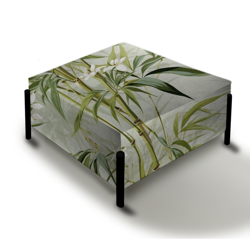 Grand repose-pieds carré tropical en bambou Zen Tropical IV
