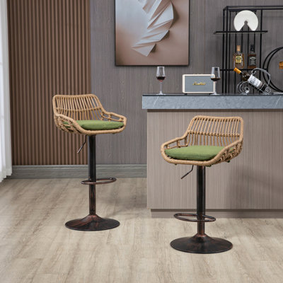 Ensemble de 2 tabourets de bar modernes pivotants avec repose-pieds réglables pour la cuisine et la salle à manger