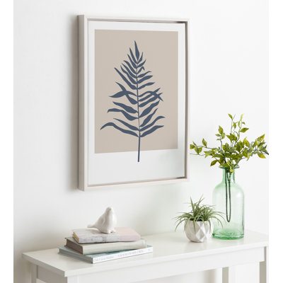 Reproduction d'art sur toile encadrée Mute Tan and Blue Colorblock Botanical Fern par The Creative Bunch Studio