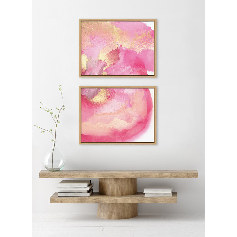 MP Pink Golden Hour 1 and 2 by Mentoring Positives Framed Canvas Wall Art Set