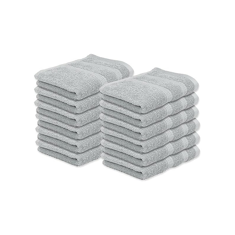 100% Cotton Midweight Washcloth, Light Gray