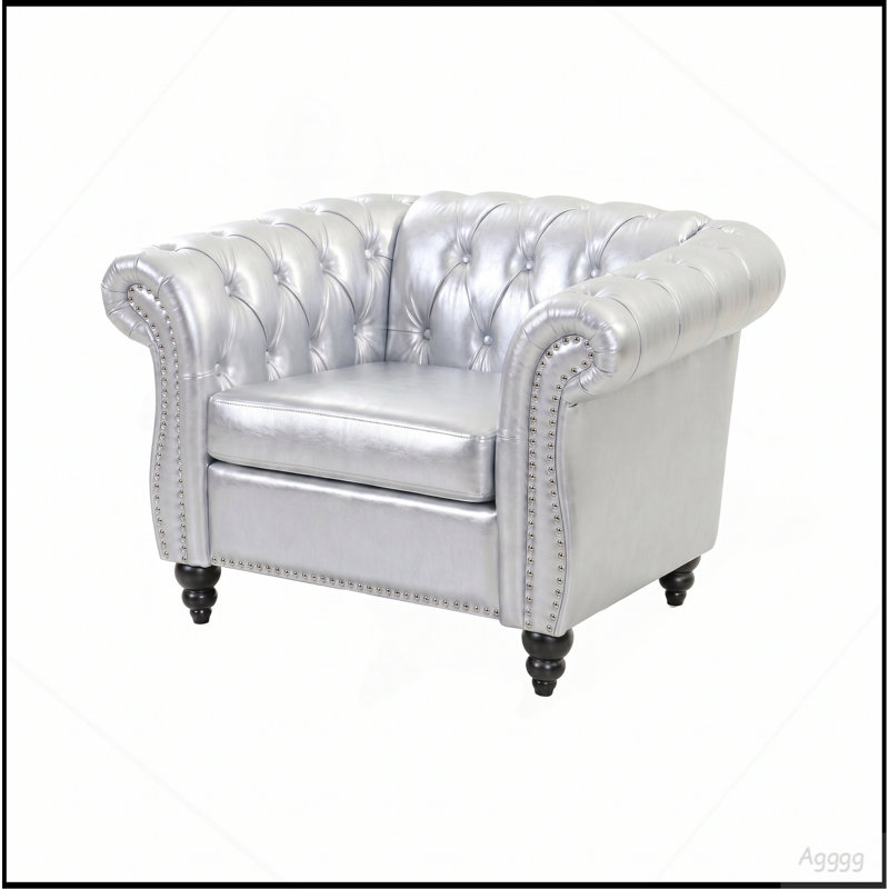 Sofa 1 place pour salon, Similicuir argent