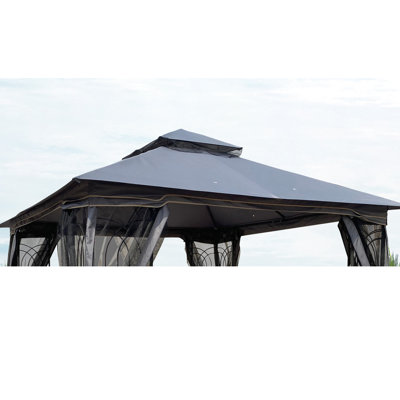 Gray 10X10 Ft Patio Gazebo Replacement Canopy Top Fabric, Protected, Water , Quick & Easy Installation Double Roof Cover, , Block, Resistance, Fit Procedure