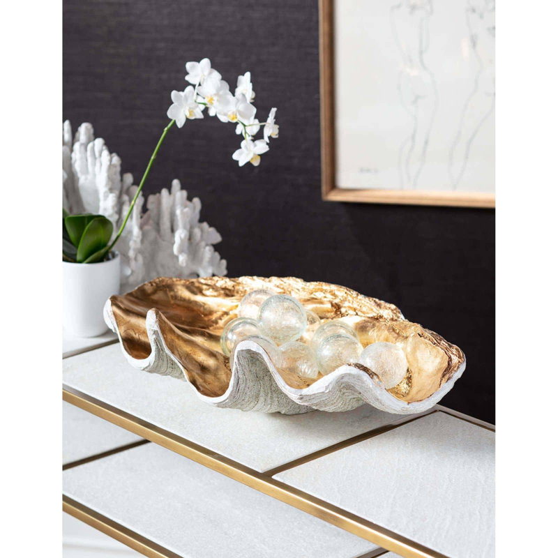Clam Bowl Large (Ambered Silver Leaf)
