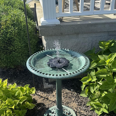 Battery-Free Solar Bird Bath Fountain Pump with Glass Panel, 7 Spray Nozzles & 4 Fixer Rods