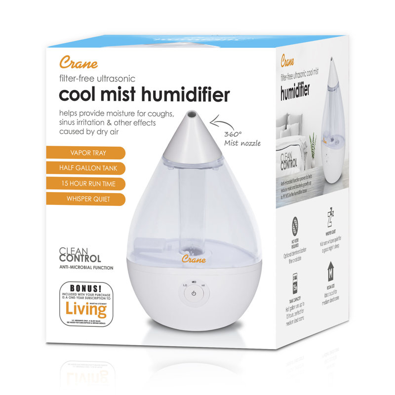 Clear and White Ultrasonic Cool Mist Humidifier with Auto Shutoff