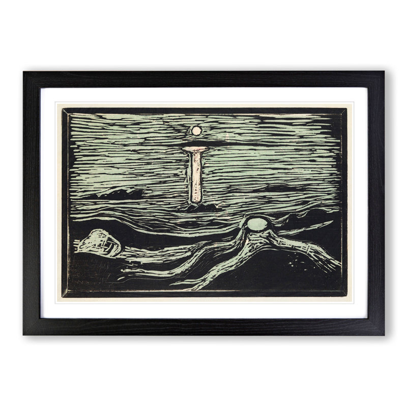 Mystical Shore by Edvard Munch - Framed Print, 48cm H x 65cm W x 2cm D, Black Framed
