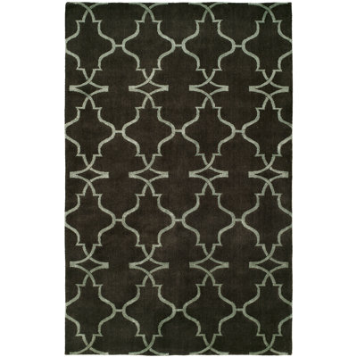 Plouffe Damask Area Rug in Brown