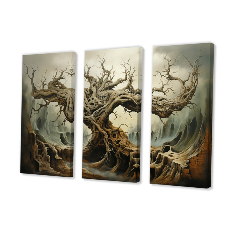 «Tw torsed Roots», ensemble d'art sur toile surréalisme II, H 28 po x l 36 po x P 1 po