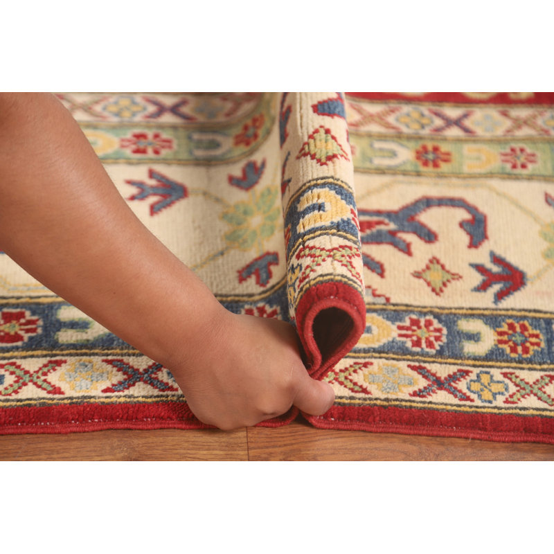 Tapis oriental fait à la main rouge Kazak 9 x 12