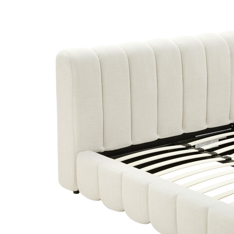 Satri Modern Channel-Tufted Upholstered Platform Bed, Queen