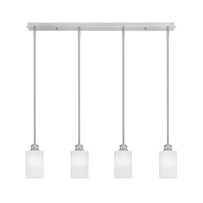 Luminaire suspendu linéaire 4 lumières Edge, Nickel brossé