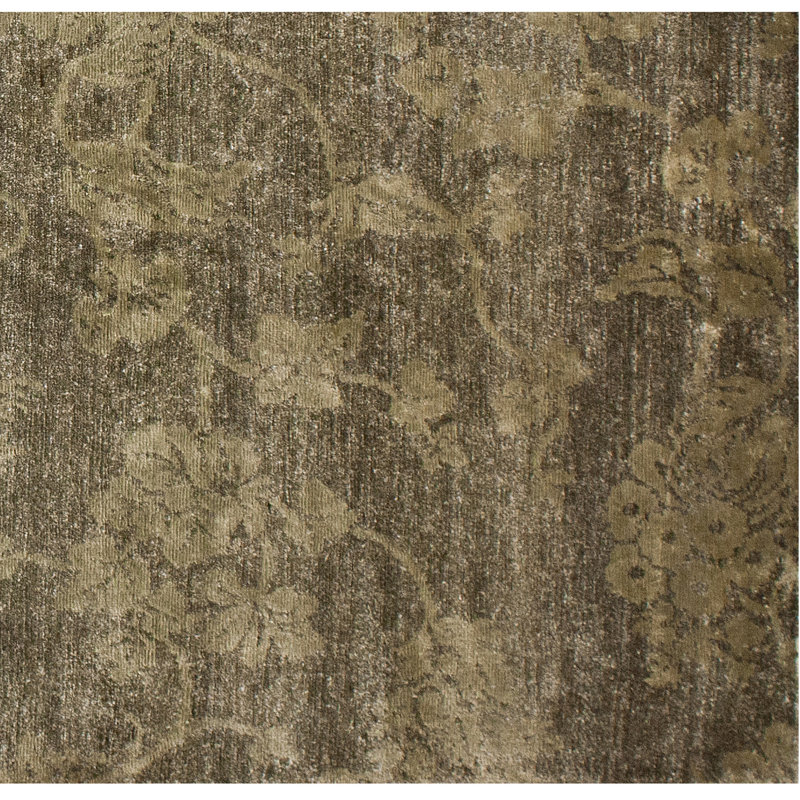 Hand Knotted Area Rug in Olive, Rectangle 8' x 10'