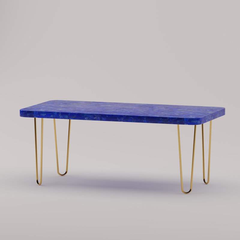 Table basse Admiranda, Bleu lapis lazuli, Doré