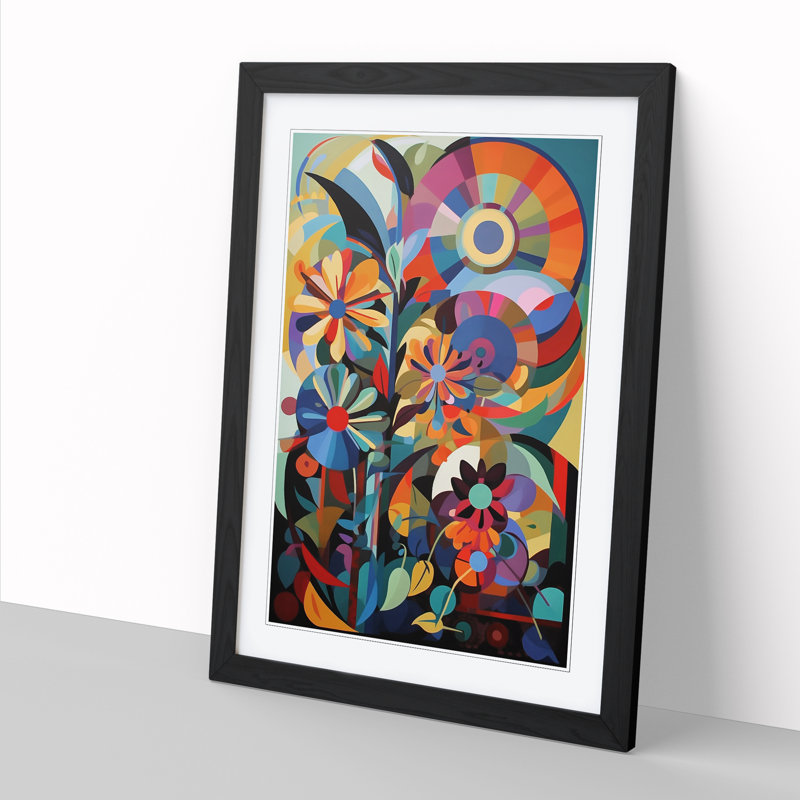 Constructivism Flowers Vol.4 - Single Picture Frame Print, Black Framed, 46cm H x 34cm W