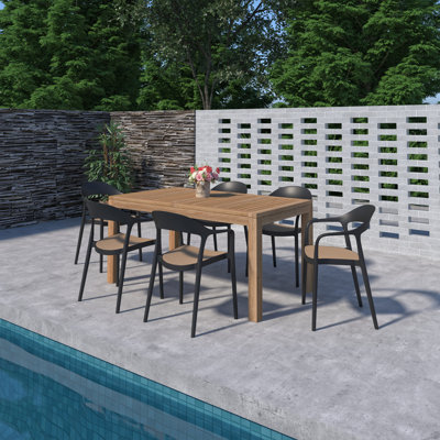 Polo FSC Teak Wood And Resin Outdoor Patio Dining Set
